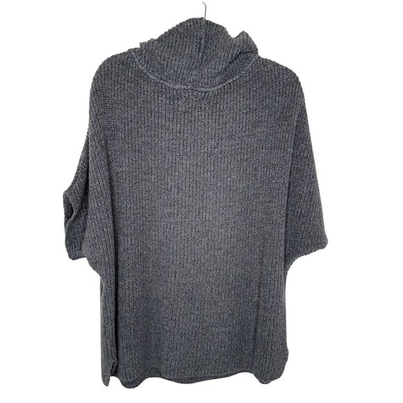 Pact Oversized Gray Cowl Neck Knit Poncho Sweater, One Size - Picture 3 of 9